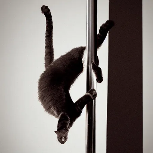 Image similar to photo of anthropomorphic cat pole dancing