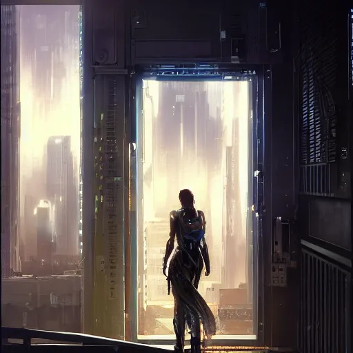 Image similar to door, cyberpunk, megastructure, street, complimentary contrast, dramatic lighting, gorgeous view, depth, painted by stanley lau, painted by greg rutkowski, painted by stanley artgerm, digital art, trending on artstation