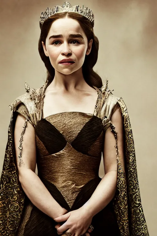 Prompt: Emilia Clarke as a queen in a portrait