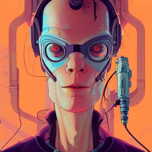 Image similar to h 0 c 0 k futurama cyberpunk epic portrait by gaston bussierre and charles vess and james jean and erik jones and rhads, inspired by ghost in the shell, beautiful fine face features, intricate high details, sharp, ultradetailed