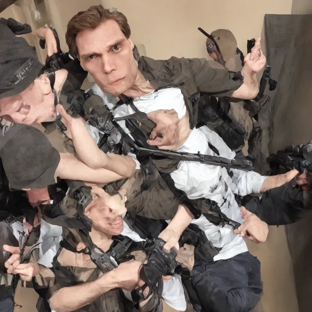 Prompt: jerma holding his chat hostage