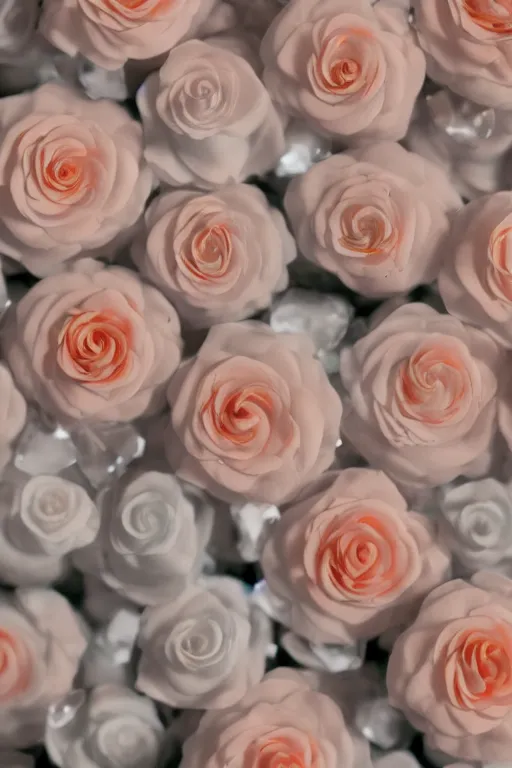 Prompt: a swarm of milky crystal quartz spheres with pupils that look like eyes. peach roses, Trending on artstation. halo. octane render, cinematic, hyper realism, octane render, 8k, depth of field, 3D