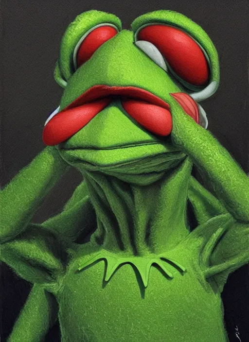 Image similar to portrait of Kermit the frog in Society (1989), highly detailed, centered, solid color background, digital painting, artstation, concept art, smooth, sharp focus, illustration, artgerm, donato giancola, Joseph Christian Leyendecker, Les Edwards, Ed Repka, WLOP