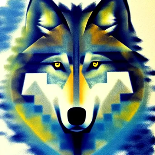 Prompt: wolf, abstract art