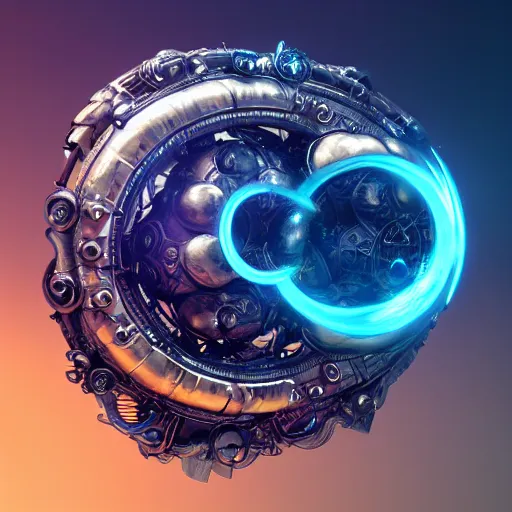 Image similar to mythical organic biomechanical firefox logo fighting a clean steel chrome logo. futuristic. blue blurry background. highly detailed, intricate steampunk ornate, poetic, 3 d render, digital art, octane render, 8 k artistic photography, photorealistic.