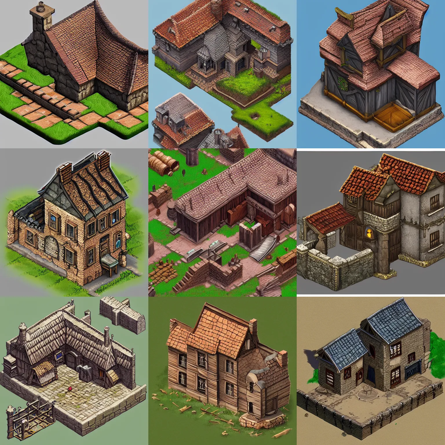 Prompt: medieval house, isometric game asset, artstation