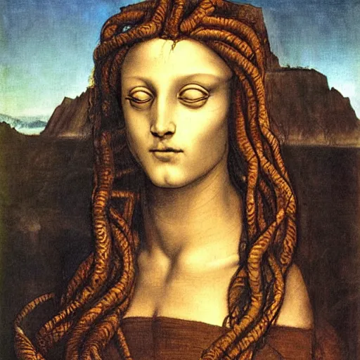 Prompt: Medusa portrait by Leonardo da Vinci