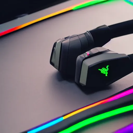 Image similar to gaming razer rgb rope, cinemating photo, high - action angle, professional comercial vibe, 8 k, cgi.