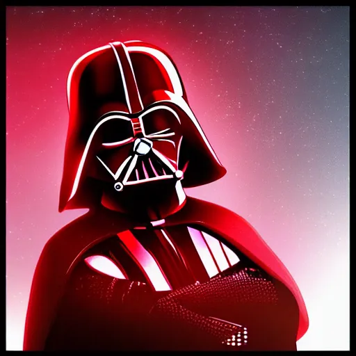 Prompt: darth vader, profile pic, centered, red background, accurate anatomy, highly detailed, digital art