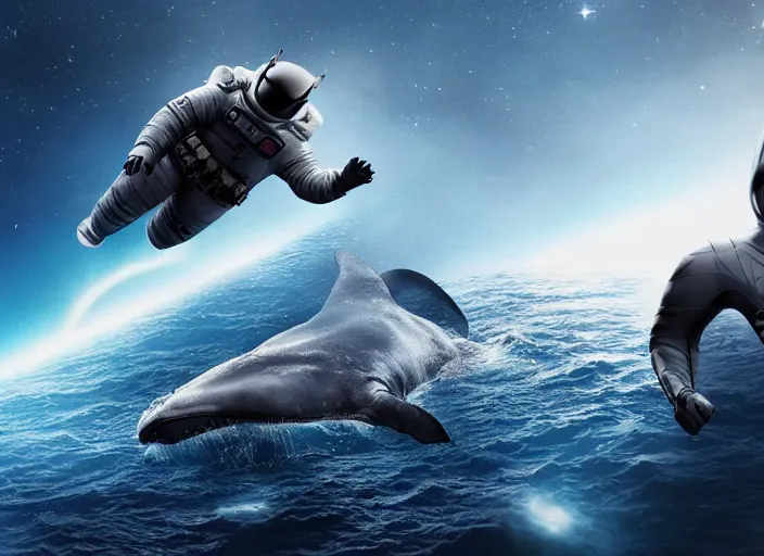 Image similar to astronaut suit in the shape of a whale, film still in the new batman movie, 4 k