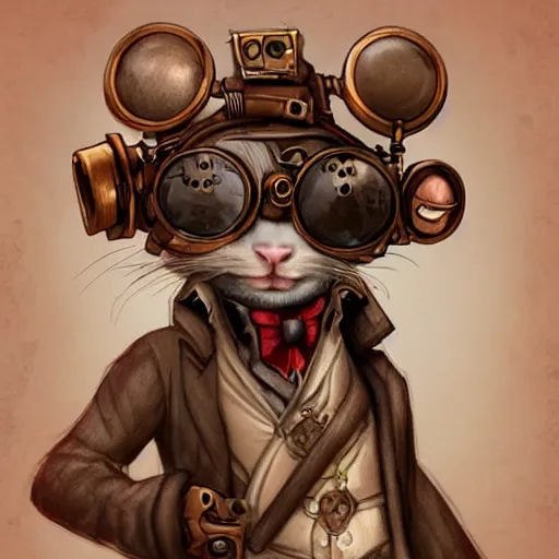 Image similar to a rat with steampunk googles, by Artstation