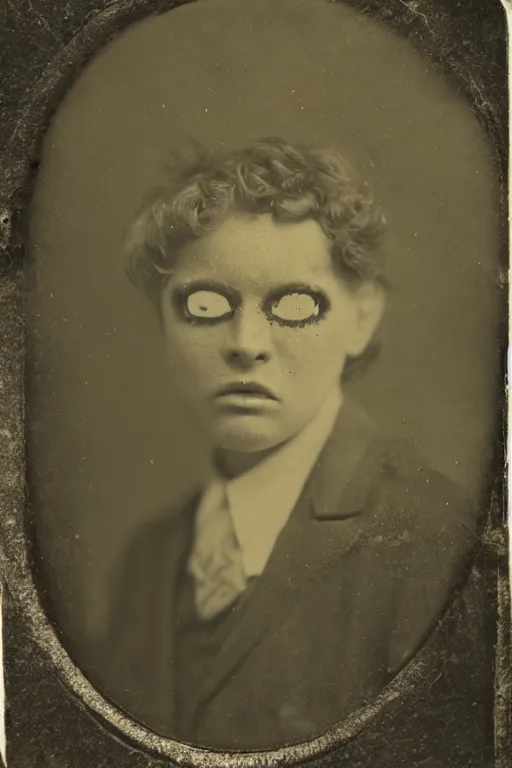 Prompt: a tintype photograph of a Cyclops