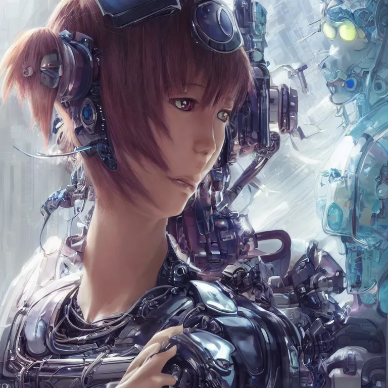 Prompt: a realistic detailed beautiful portrait of a cybernetic anime cat-girl, cyberpunk concept art, digital art, highly detailed, intricate, sci-fi, sharp focus, Trending on Artstation HQ, deviantart, unreal engine 5, 4K UHD image, hyperrealistic, photorealistic, art by artgerm and greg rutkowski and alphonse mucha