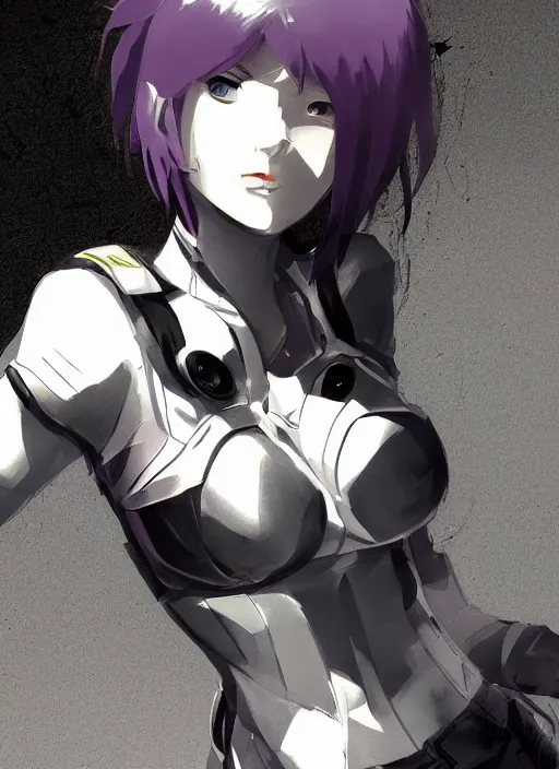 Prompt: color digital pen lineart sketch of a motoko kusanagi, by gnomon, by ilya kuvshinov, trending on pixiv fanbox