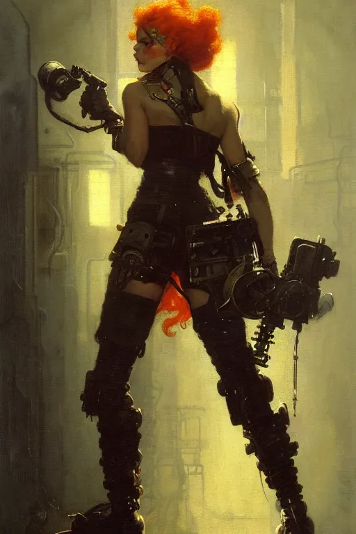 Image similar to full character portrait max mad cyberpunk, machinist tech solider girl character design, painting by gaston bussiere, katsuya terada, nc wyeth, greg rutkowski, craig mullins, vermeer, frank frazetta, tom of finland, trending on artstation, jeffery catherine jones