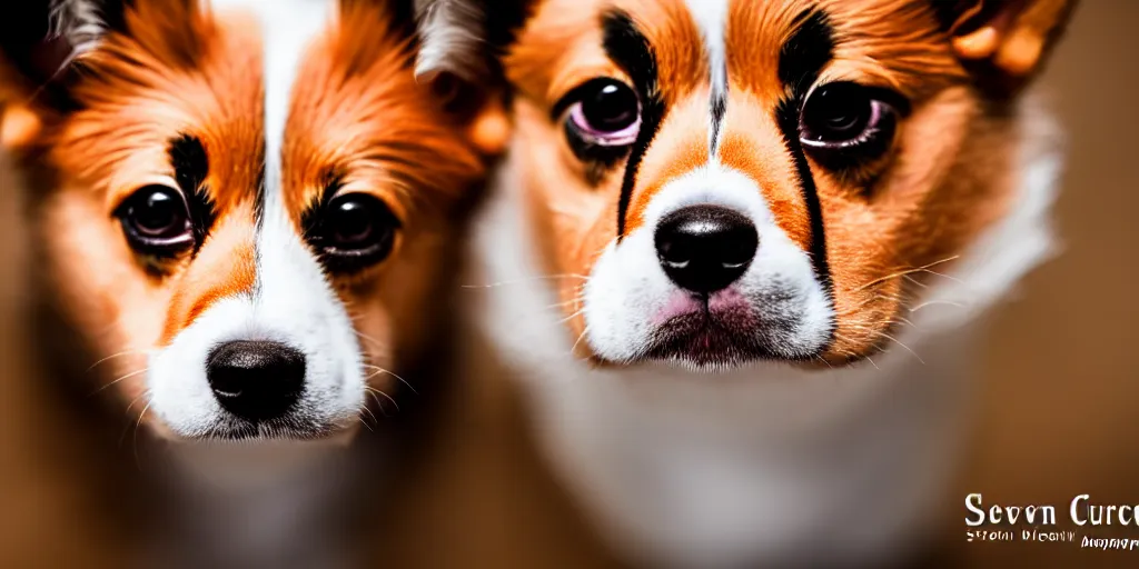 Prompt: a zeiss 8 5 mm f 1. 4 close up photo of a cute steampunk corgi puppy shot by steven mccurry