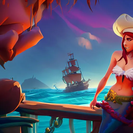 Image similar to jack the pirate mermaid on sea of thieves game avatar hero, behance hd by jesper ejsing, by rhads, makoto shinkai and lois van baarle, ilya kuvshinov, rossdraws global illumination