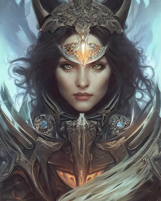 Prompt: portrait of the death knight of the apocalypse, d & d, fantasy, intricate, elegant, highly detailed, digital painting, artstation, concept art, smooth, sharp focus, illustration, art by artgerm and greg rutkowski and alphonse mucha