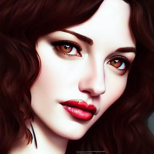 Image similar to a beautiful gina gershon christina hendricks kat dennings dolly parton instagram model by wlop and ilya kuvshinov and artgerm, symmetrical eyes, aesthetic, gorgeous, stunning, alluring, attractive, artstation, deviantart, pinterest, digital art