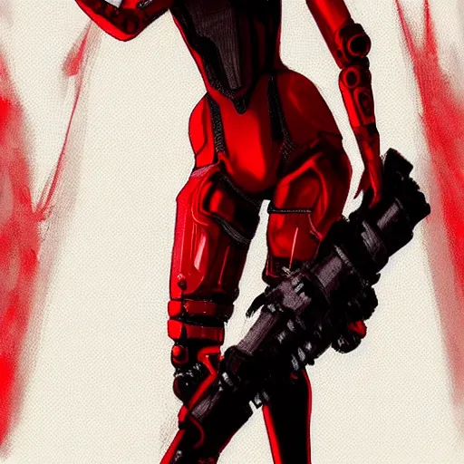 Image similar to cyberpunk cyborg dressed in red silk, in the style of robotpencil