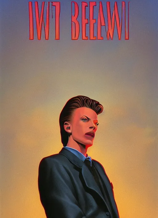 Prompt: twin peaks poster art, portrait of david bowie arriving in tweak peaks, by michael whelan, rossetti bouguereau, artgerm, retro, nostalgic, old fashioned, 1 9 8 0 s teen horror novel cover