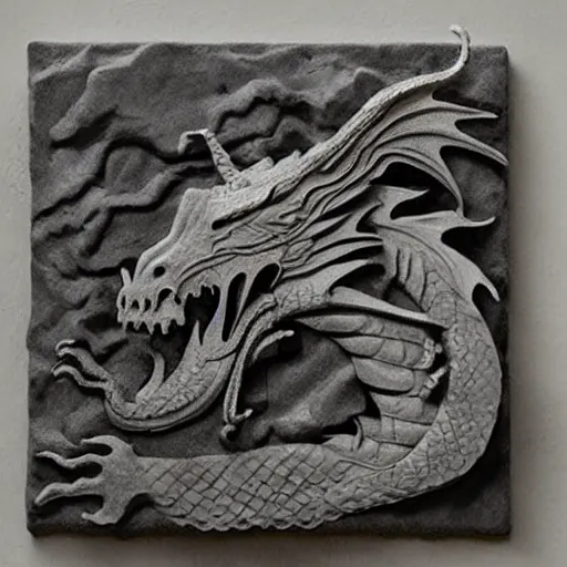 Image similar to “fire breathing dragon, relief sculpture stone”