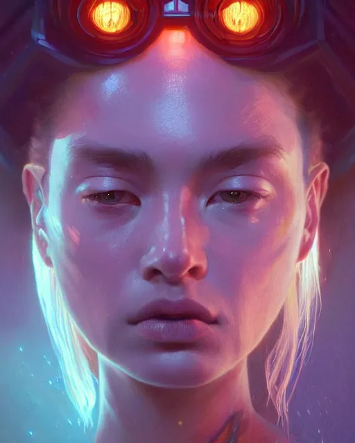 Image similar to portrait, bioluminescent monster, concept art, expressive, highly detailed, digital painting, cinematic lighting, hyperrealism, dark retrowave, art by stanley lau and artgerm and magali villeneuve and alphonse mucha, artstation, octane render, cgsociety