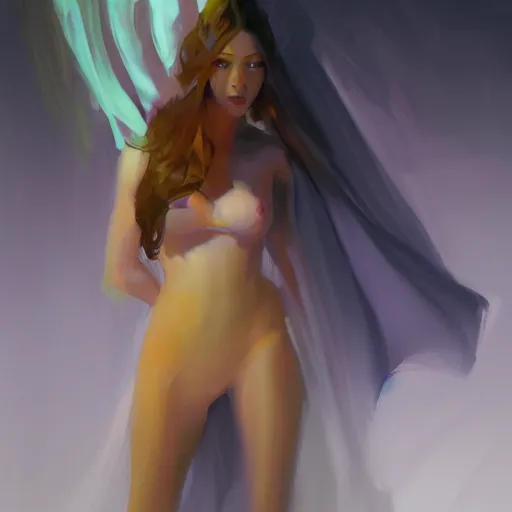 Image similar to ancient sorceress concept art by yanjun cheng, floating, magic energy, alex ross, artgerm, wide angle, full body, detailed, artstation