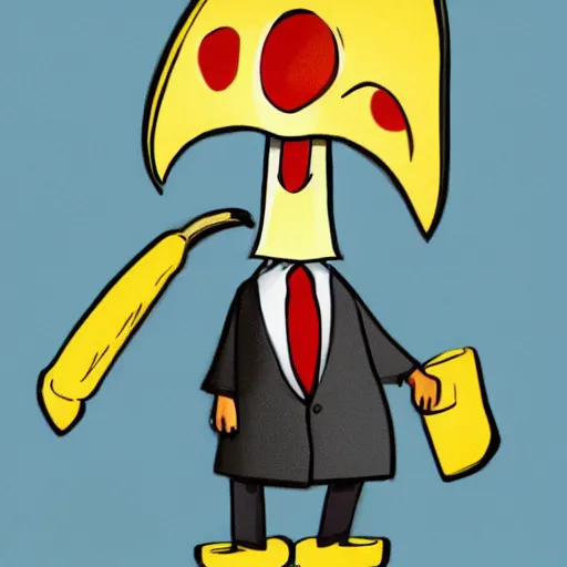Prompt: Anthropomorphic banana in a suit