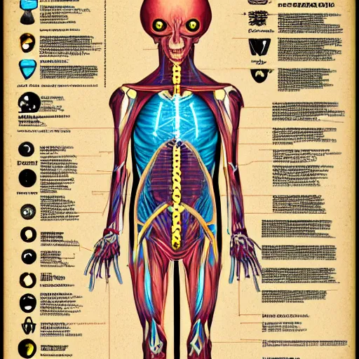 Prompt: anatomy of a fifth dimensional alien