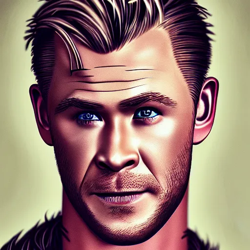 Image similar to Chris Hemsworth and Tom Hiddleston crossbreed, rendered in 3D by Xie Boli, trending on artstation, 4k, 8k, photorealistic imagery, photorealistic details, intricate, highly detailed