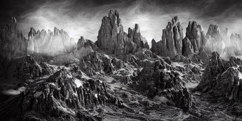Image similar to photography of witch burning, dolomites in the background, occult signs, witch burning, pyre, solstice fire, alp, dolomites, alpine, detailed intricate insanely detailed octane render, 8k artistic 1920s photography, photorealistic, black and white, chiaroscuro, hd, by David Cronenberg, Raphael, Caravaggio