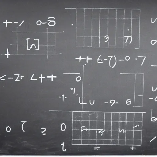 Image similar to grand unified equations and diagrams that describe all reality written in chalk on a blackboard