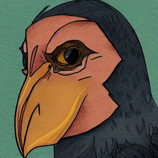 Prompt: a crow that is a kenku monk, dungeons and dragon, portrait