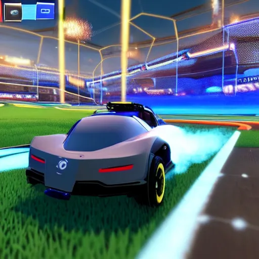 Image similar to elon musk drivin a car in rocket league