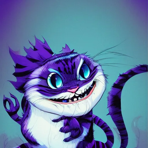 Prompt: a bluish black cheshire cat photoshop filter cutout vector, behance hd by jesper ejsing, by rhads, makoto shinkai and lois van baarle, ilya kuvshinov global illumination