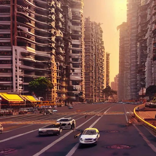 Prompt: mumbai in the future, architecture, urban, cinematic, super realisitc, city streets, golden hour, distopian fantasy artwork made in 2 0 2 0