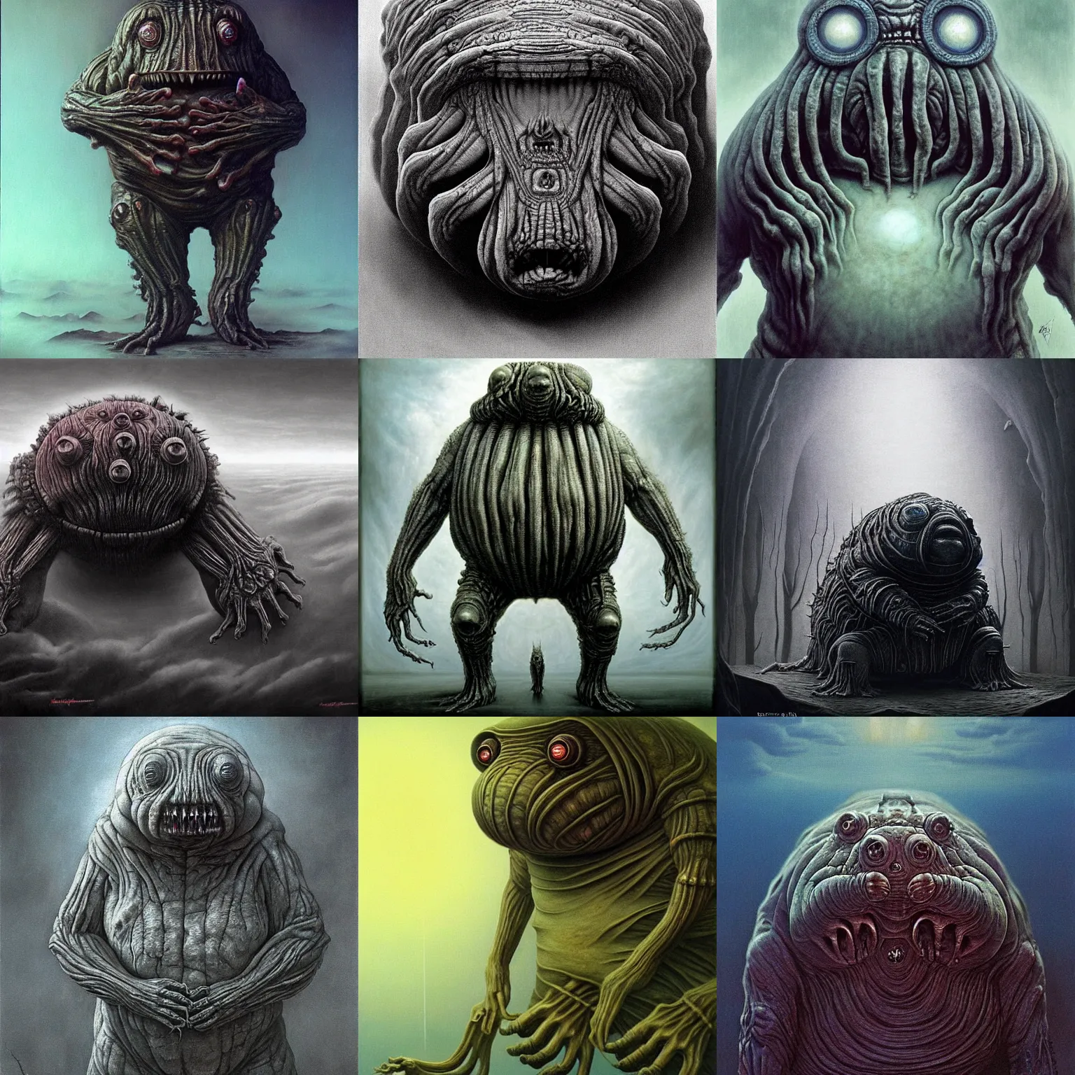 Prompt: terrifying giant tardigrade evil realistic monster, fantasy, abstract, dark surrealism, digital art, artstation, H.R.Giger, Zdzisław Beksiński