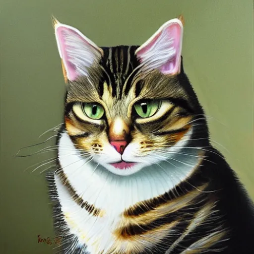 Prompt: realistic painting of tabby cat dressed as royalty