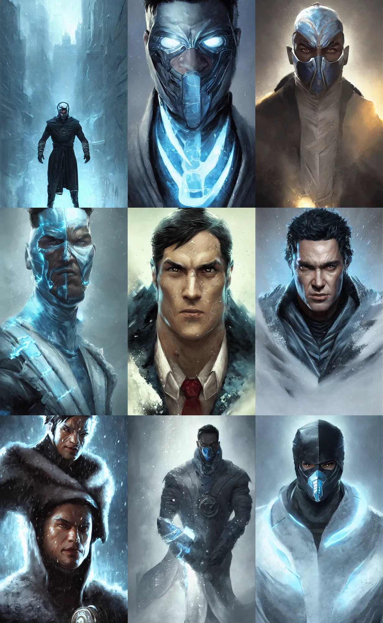 Prompt: sub - zero as a lawyer, detailed face, fantasy, highly detailed, cinematic lighting, digital art painting by greg rutkowski