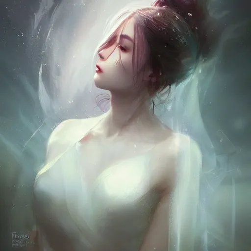 Prompt: A beautiful ethereal woman by WLOP, greg rutkowski and ross tran - H 768