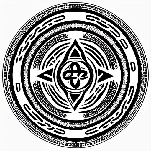 Image similar to graphic vector design of ancient christian trinity seal, black and white, trinity, celtic, catholic, old testament medallion, circular, intricate,