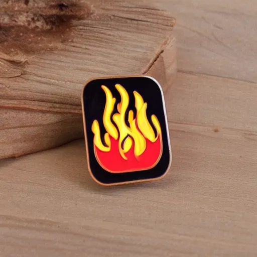 Image similar to retro minimalistic clean fire warning enamel pin