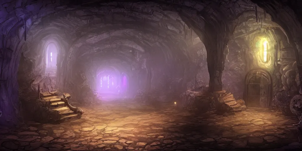 Prompt: the underground city of the drow, underground cavern art, dramatic lighting