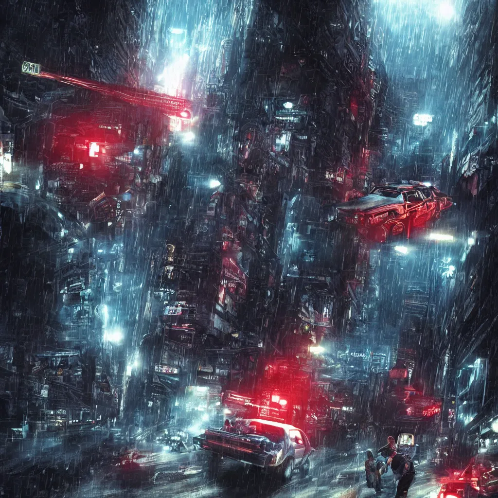 Prompt: marty mcfly and predator in a city blade runner style, photorealistic