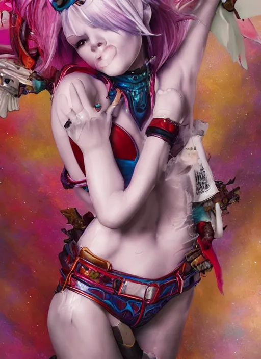 Prompt: dreamscape!!!!!, harley quin!!!, ross tran!!!, vivid colors!!, anatomical, highly detailed sculpture, intricate detailed, ommatidia, 8 k, cinematic atmosphere, post - processing