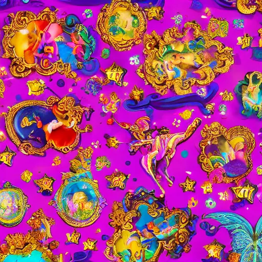 Image similar to Lisa Frank and baroque collaboration