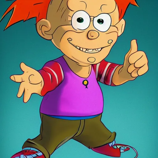 Prompt: Chuckie Finster from Rugrats as an adult, concept art