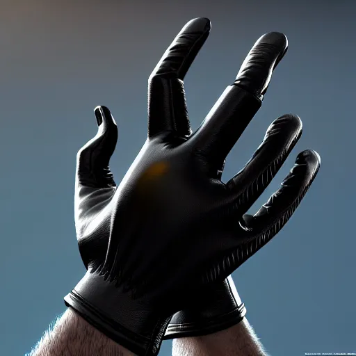 Image similar to a man with six fingers tries on gloves digital illustration, detailed, 8 k, artstation, detailed and intricate, 8 k resolution, hyperrealistic, octane render, cinematic