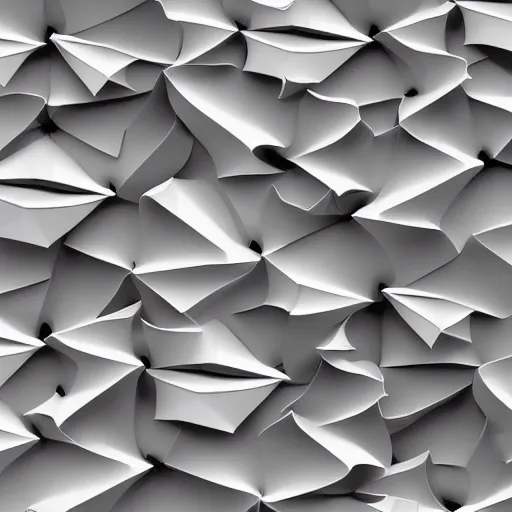 Prompt: origami abstract pattern in white paper, 3 d render, ultra detailed, on white background, studio shot